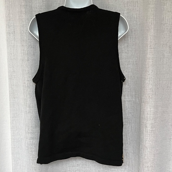 Claudia D Vest Ugly Christmas Sweater Heavily Embellished Gold Beading Black 90s - Picture 6 of 7